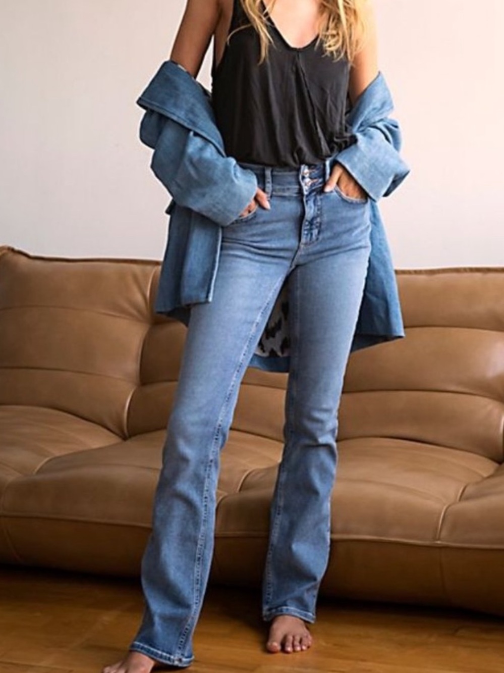 Free People Shayla Boot Cut Denim Jeans in Sierra Wash Sz 26